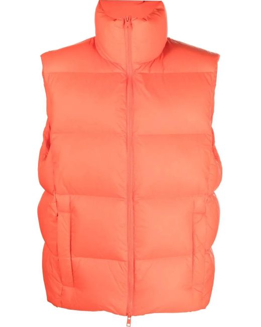MSGM Orange Gilet Matelassé À Fermeture Zippée for men
