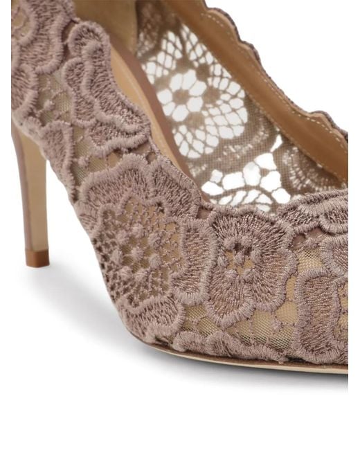 Arteana Brown Lace Scalloped-Edge Pumps