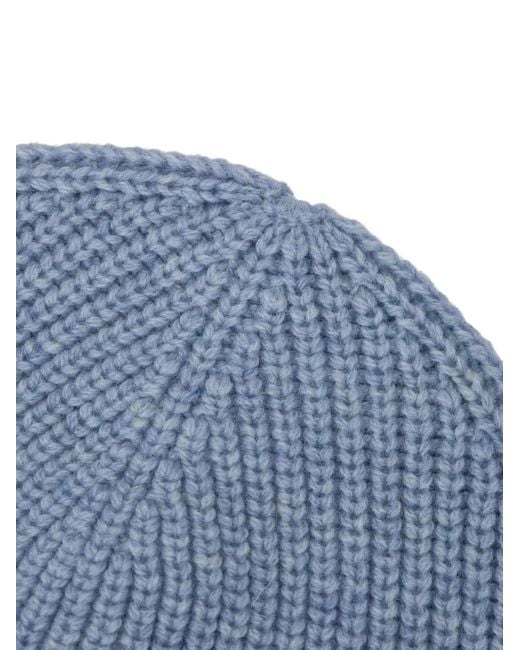 Charles Jeffrey Blue Logo-Patch Ribbed-Knit Beanie Hat