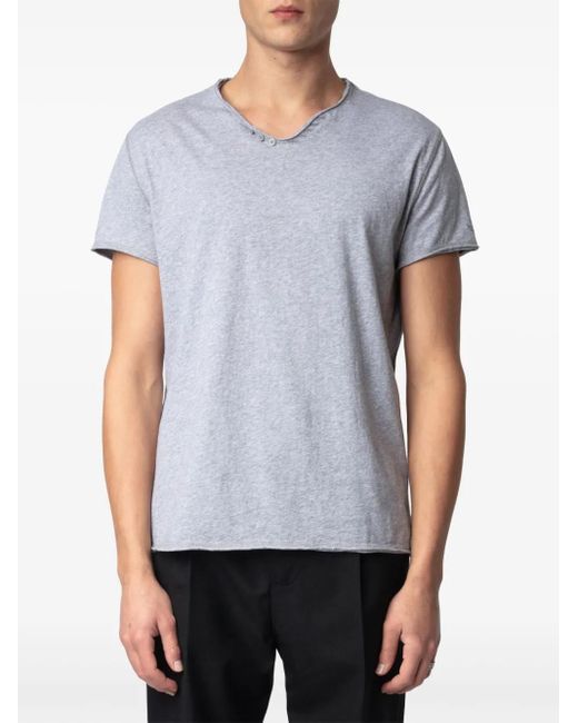 Zadig & Voltaire T-Shirt Mit Henley-Kragen in Gray für Herren