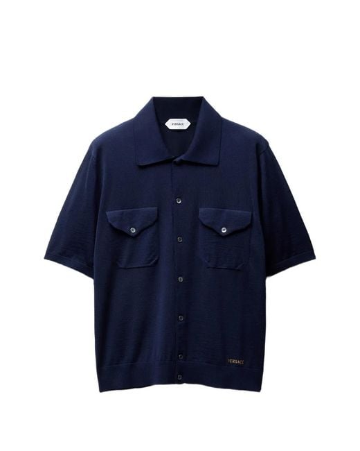 Versace Blue Chemise À Broderies for men