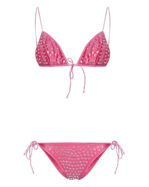 Oseree Pink Gem Bikini mit Kristallen