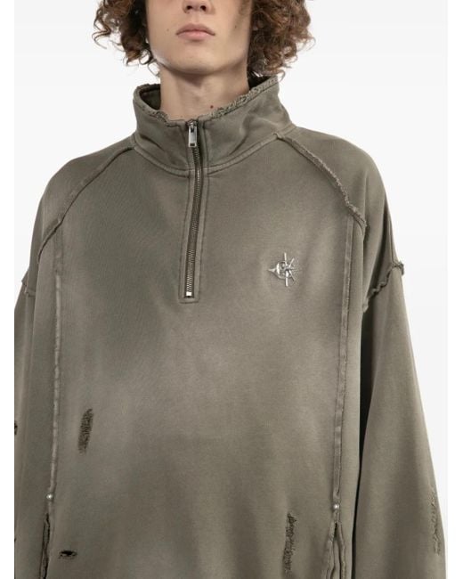 FIVE CM Green Distressed Sweatshirt for men