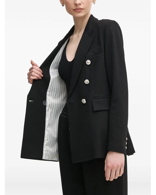 MARC AUREL Black Button Double-Breasted Blazer