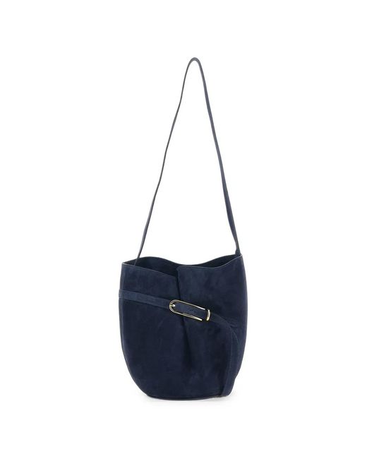 Liffner Blue Suede Bucket Bag