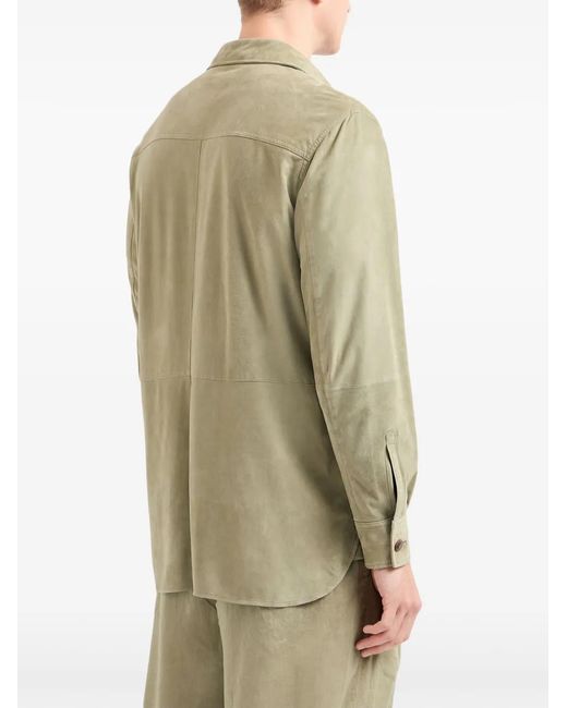 Giorgio Armani Natural Zip-Up Suede Jacket for men