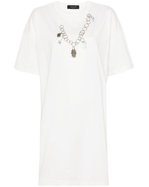 Fabiana Filippi White Graphic-print T-shirt Minidress