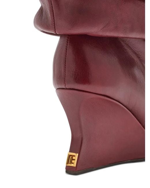 Balmain Red Lockere Stiefeletten Mit Wedge-Absatz 75Mm