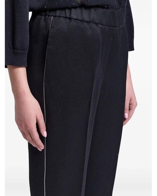 Peserico Black Chain-Trim Elasticated Trousers
