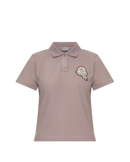 Polo À Patch Logo Moncler en coloris Gray