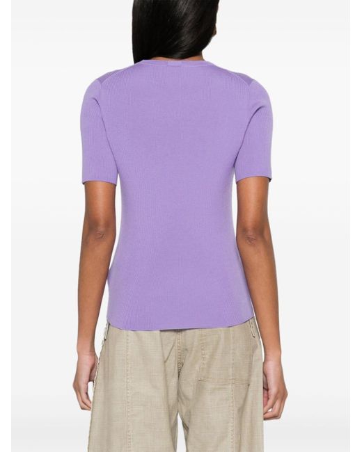 Allude Purple Knitted Wool T-shirt