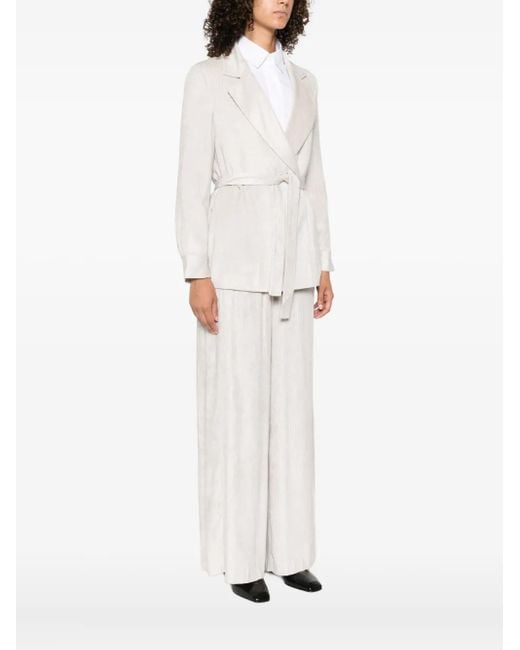 Peserico White Belted Fitted Jacket