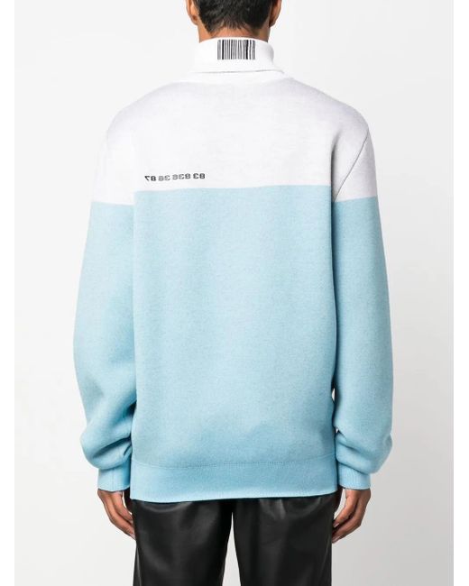 VTMNTS Blue Raised-Logo Two-Tone Jumper for men