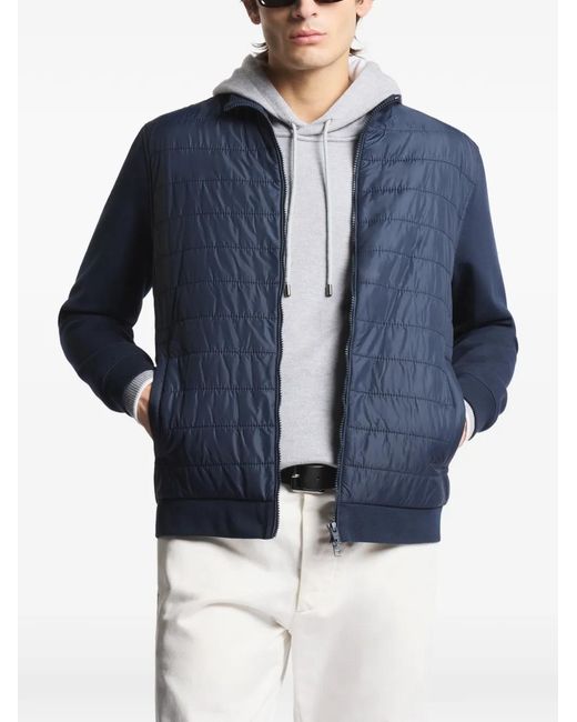 Fay Blue Quilted Zip-Up Bomber Jacket for men
