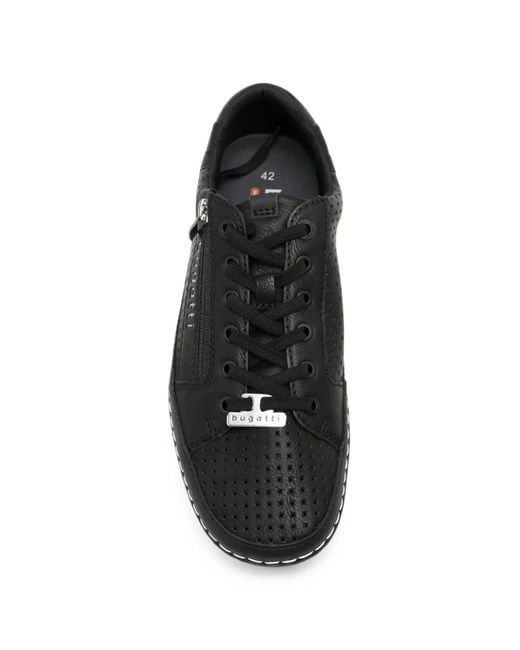 Bugatti Black Perforated Side-Zip Sneakers for men