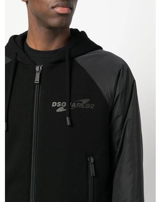 DSquared² Logo-Print Hooded Jacket in het Black voor heren