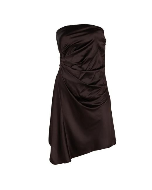 Staud Black Adriana Draped Mini Dress