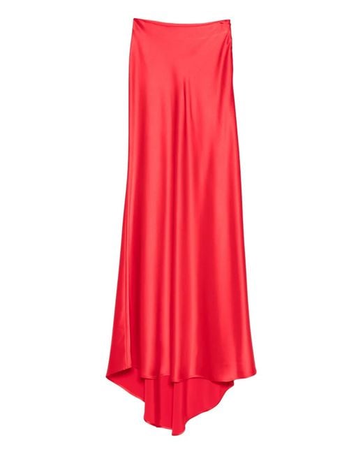 Kiton Red Asymmetric Maxi Skirt