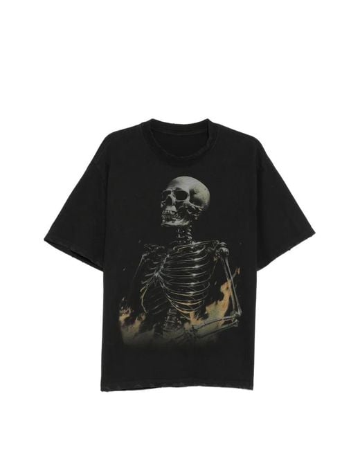 WARMAN Black Skeleton Printed T-Shirt for men