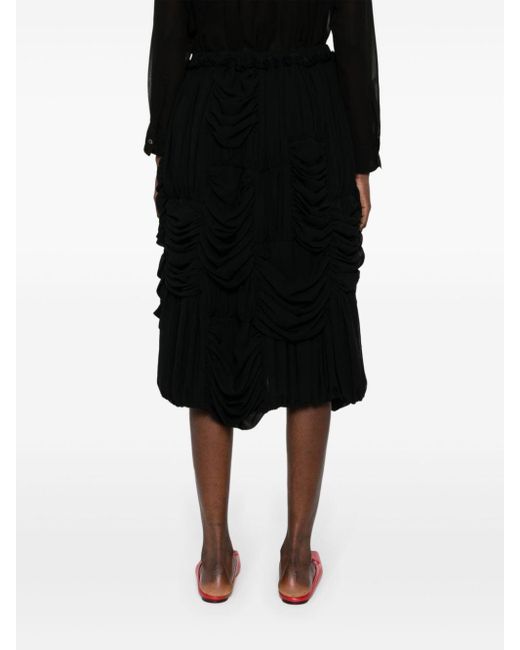 Jupe mi-longue à design drapé Comme des Garçons en coloris Black