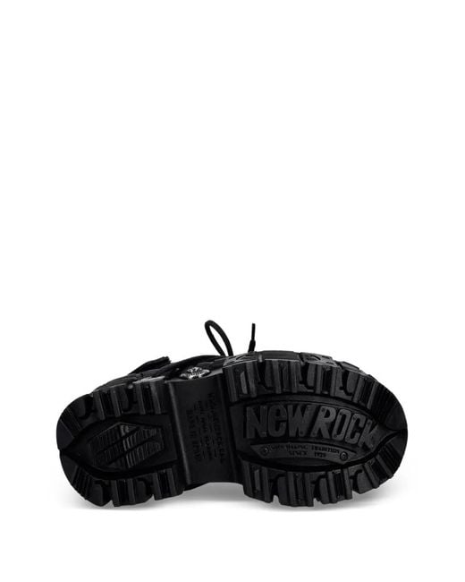 New Rock Black Lace-Up Platform Sandals