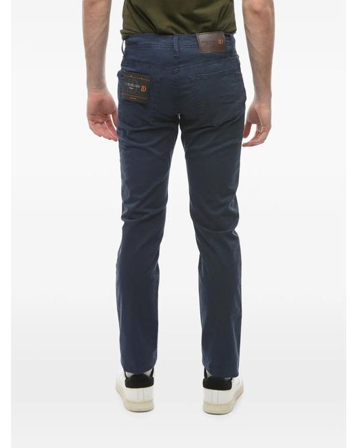 Corneliani Blue Logo-Patch Straight-Leg Jeans for men