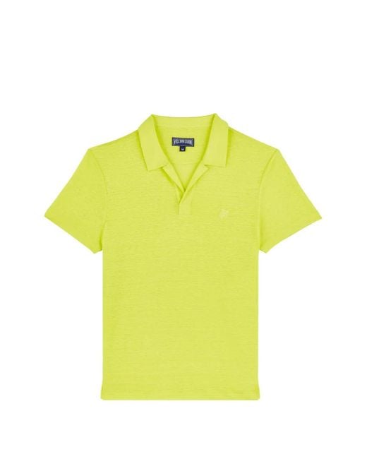 Vilebrequin Yellow Embroidered-Logo Short-Sleeves Polo Shirt for men