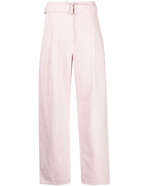 Philosophy Di Lorenzo Serafini Pink Belted Cotton Gabardine Trousers
