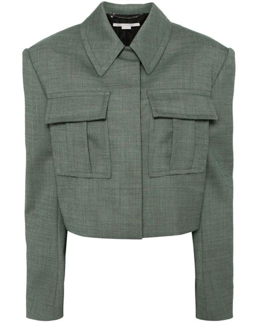 Stella McCartney Green Wool-blend Cropped Jacket