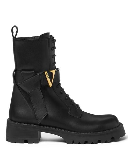 Versace Black Lace-Up Ankle Boots