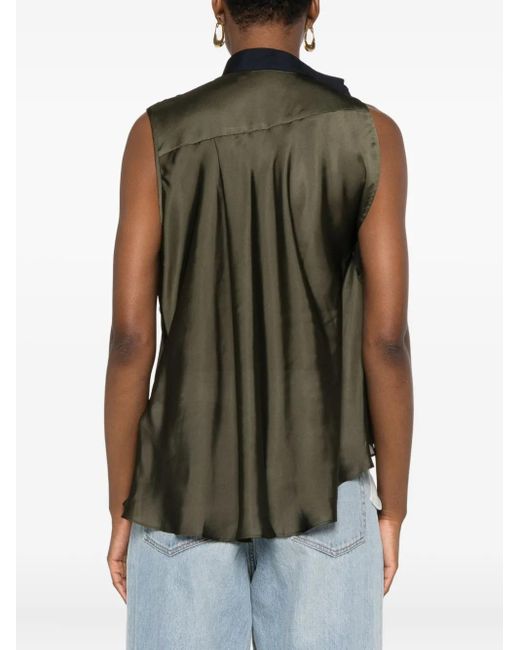 Top Con Ruches di Sacai in Green