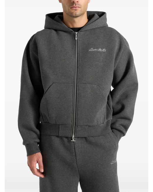 Manière De Voir Gray Js002 Signature Relaxed Fit Zip Hoodie