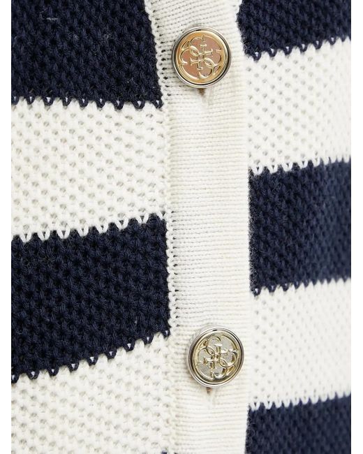 Guess Blue Striped Buttoned Cardigan