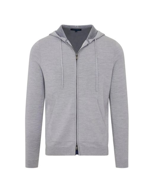 Patrick Assaraf Gray Full-Zip Hoodie for men