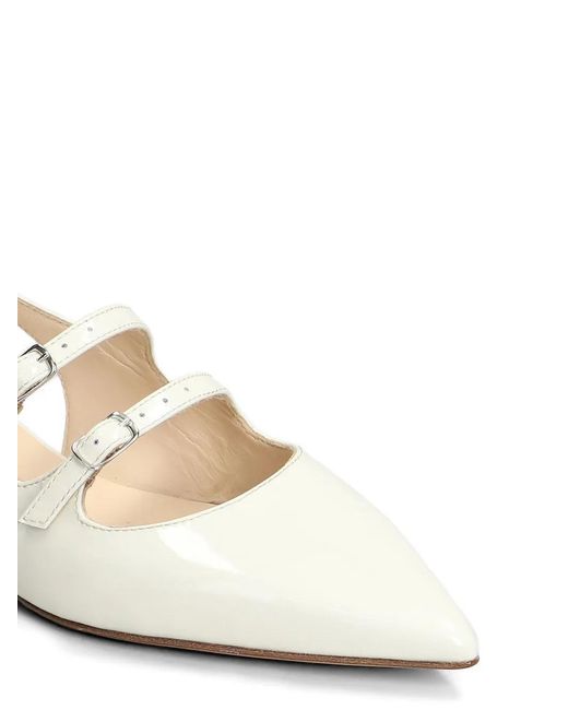 Anna F. White Patent-Finish Slingback Flat Pumps
