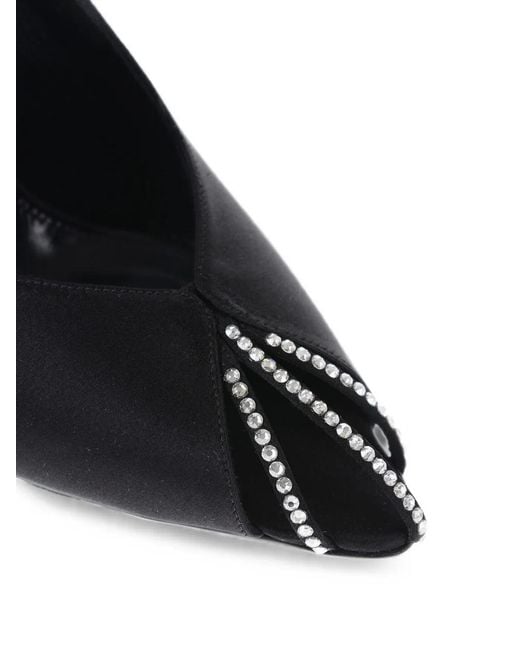 Saint Laurent Black Rhinestone-Embellished Open-Toe Pumps