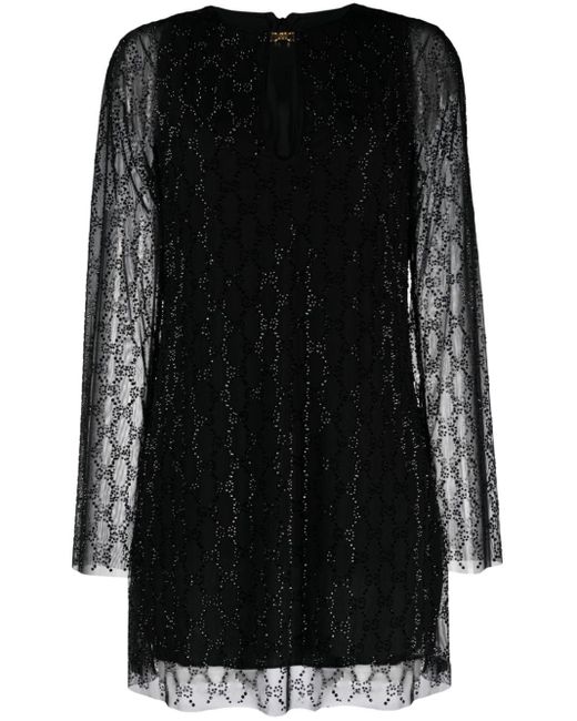 Vestido corto Crystal GG de tul Gucci de color Black