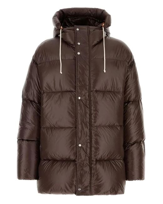Jil Sander Brown Hooded Down Jacket for men