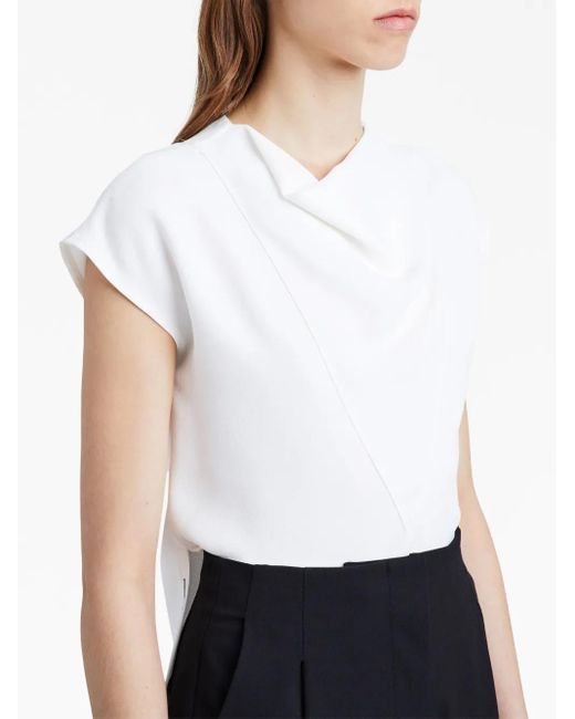 Proenza Schouler White Matte Viscose Crepe Shell Top