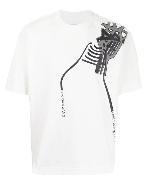 Feng Chen Wang White Contrast-print T-shirt for men