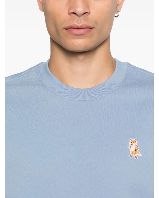 Maison Kitsuné Blue Standing Fox Cotton Sweatshirt for men