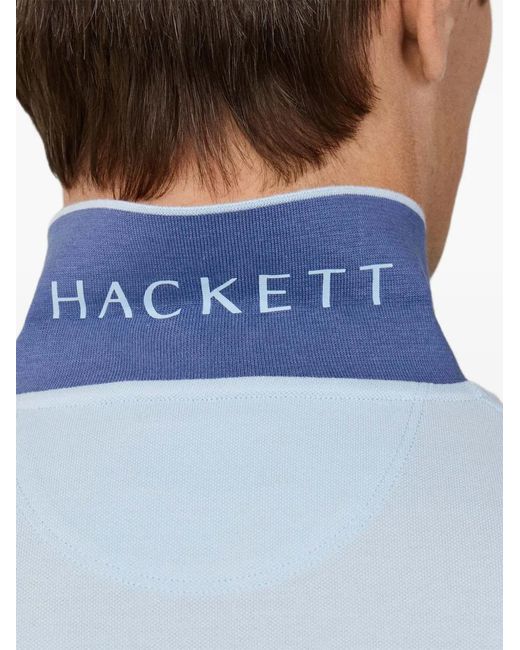 Hackett Blue Logo-Embroidered Cotton-Pique Polo Shirt for men