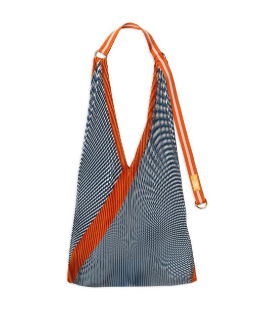 MULTITUDES BAGS Blue Anna Pleated Striped Tote Bag
