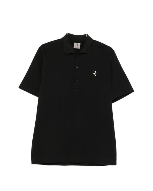 Rhun Black Logo-Embroidered Polo Shirt for men