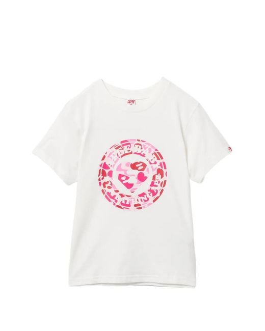 AAPE BY A BATHING AP Pink Graphic Printed T-Shirt