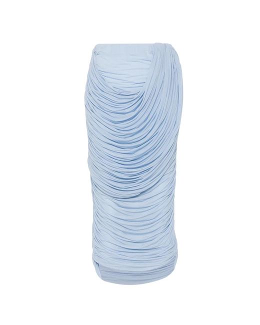 Magda Butrym Blue Ruched-Detail Midi Skirt