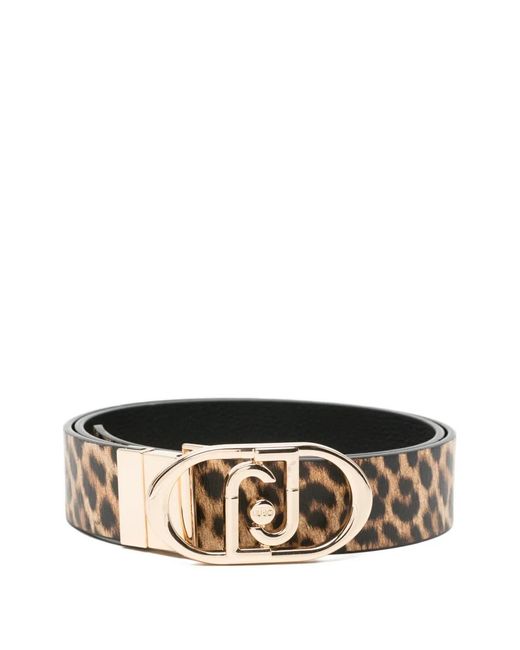 Liu Jo Black Reversible Animal-Print Belt