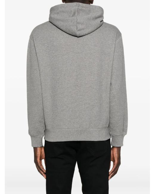 Maison Kitsuné Gray Relaxed Fit Cotton Hoodie With Bold Logo for men
