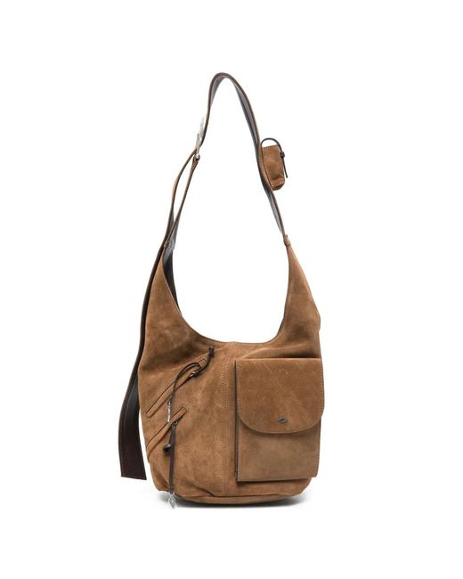 Ba&sh Brown Youyou Suede Shoulder Bag