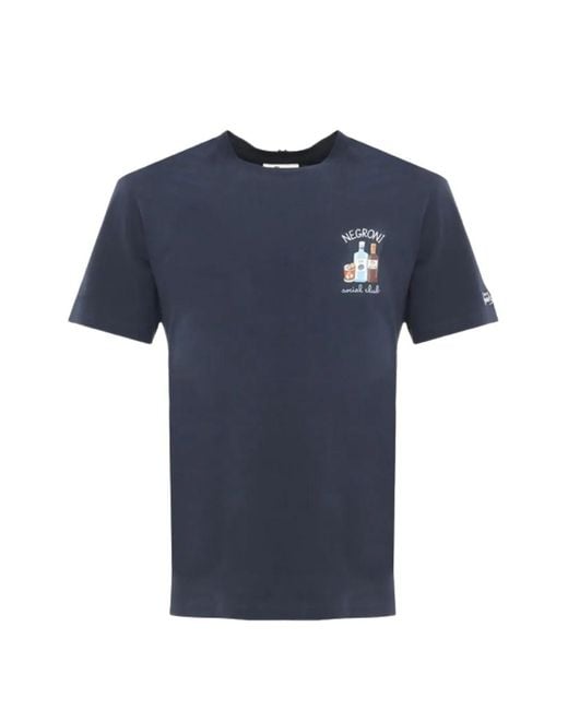 Mc2 Saint Barth Blue Embroidered-Graphic T-Shirt for men